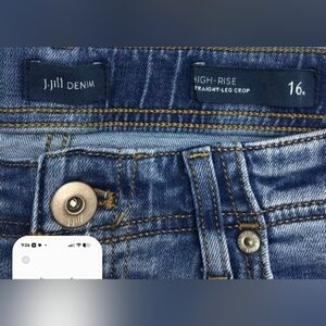 J. Jill Denim Straight Leg Crop Jeans High Rise Frayed Hems size 16 length 24"